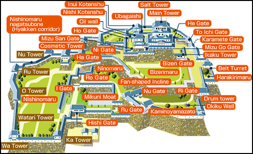 Plano del castillo de Himeji - Japón - Asia